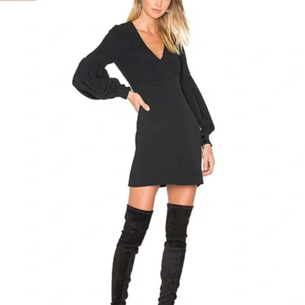 ALEXIS Ellena Puff Sleeve Mini Dress in Black size Small